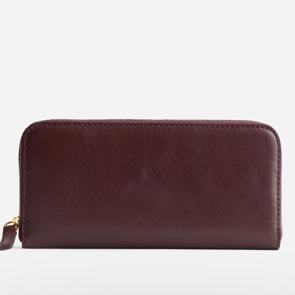 Madewell Leather Zip-Around Wallet in Deep Burgundy